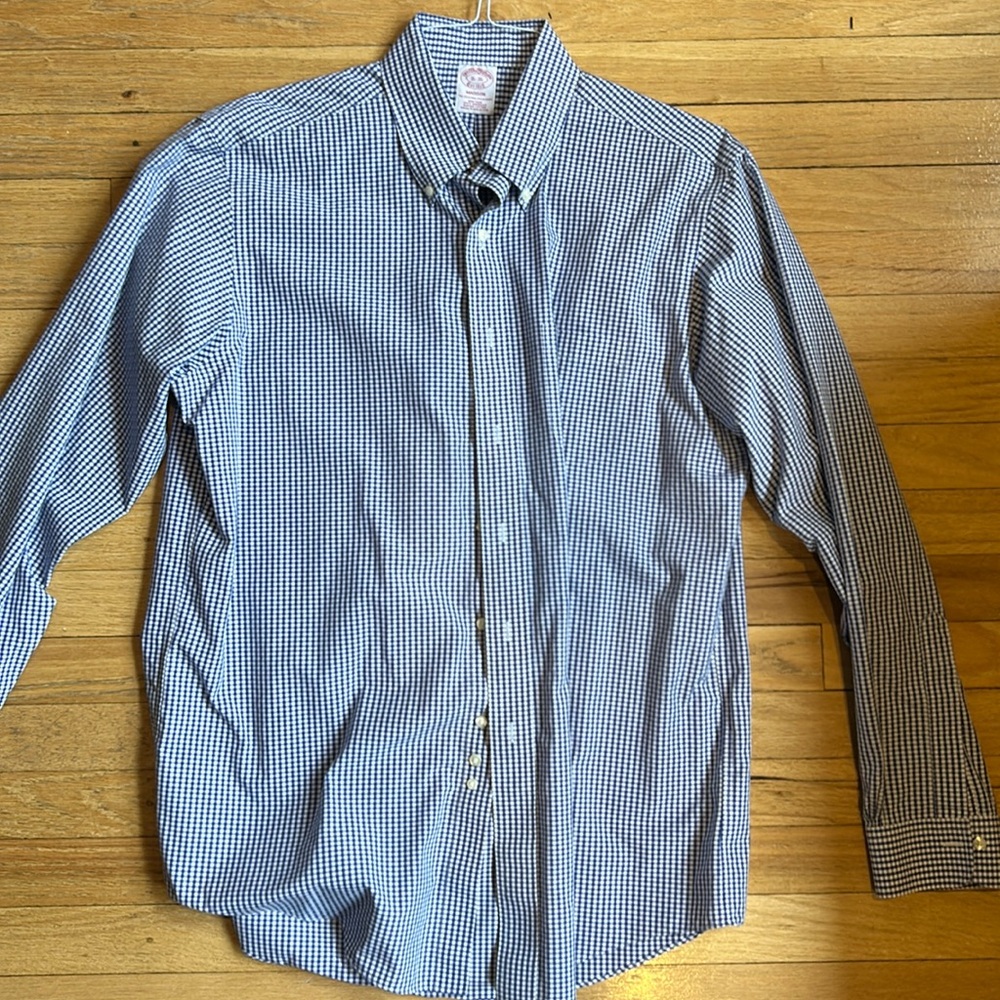 Brooks brothers blue checkered dress shirt